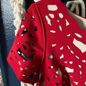 Anthropologie Moulinette Souers Red Cut Out Dress